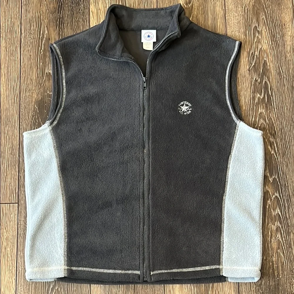 Converse All Star Gray Fleece Zip Up Vest Men’s Large